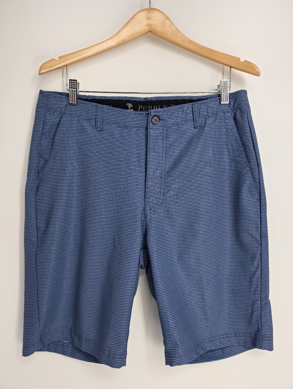 Pebble Beach Golf Shorts Blue Micro Stripe Performance Stretch Men Size 34